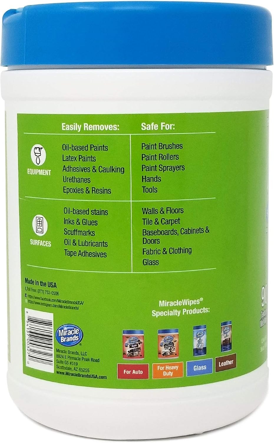 All-Purpose Miraclewipes: 60 Count for Tough Paint & Grime Removal – USA Made