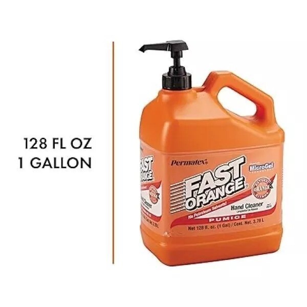 Permatex 25219 Fast Orange Pumice Lotion Hand Cleaners, Citrus, 128 FL OZ