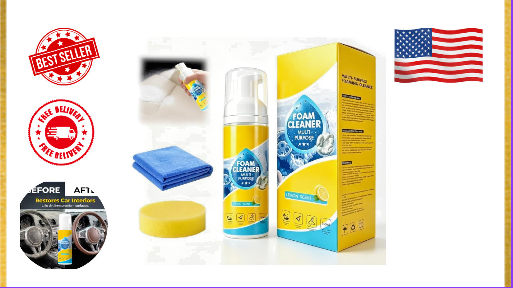 4-in-1 Multi-Enzyme Foam Cleaner, Deep Cleaning Spray for Car Kitchen Bathroom..