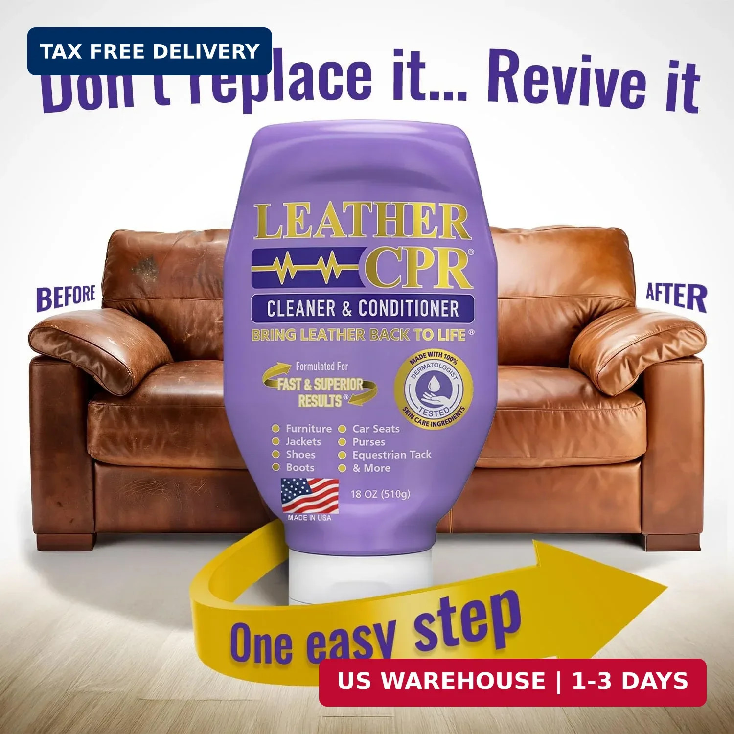 Leather CPR Cleaner and Conditioner 18oz. Bring Leather Back To Life on Furnitur