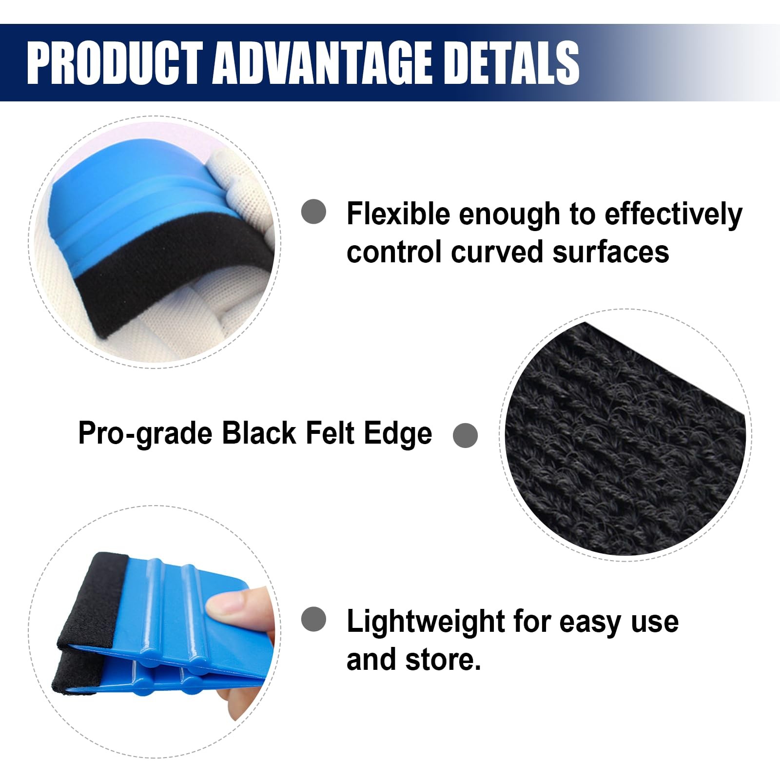 4 Inch Plastic Felt Edge Squeegee, Mini Squeegee Car Window Film Tinting Tool…