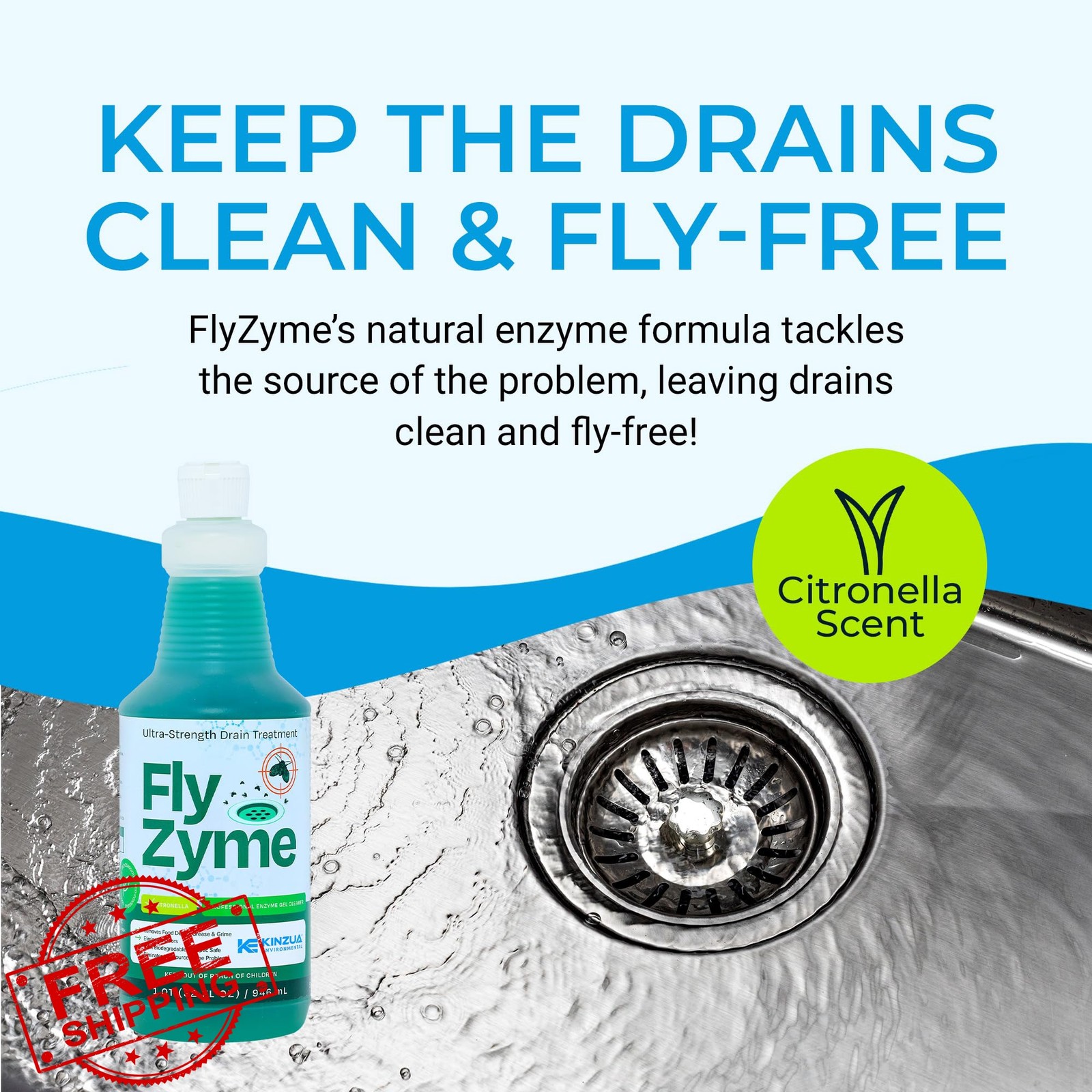 Kinzua Fly-Zyme Drain Cleaner Citronella 32 Oz