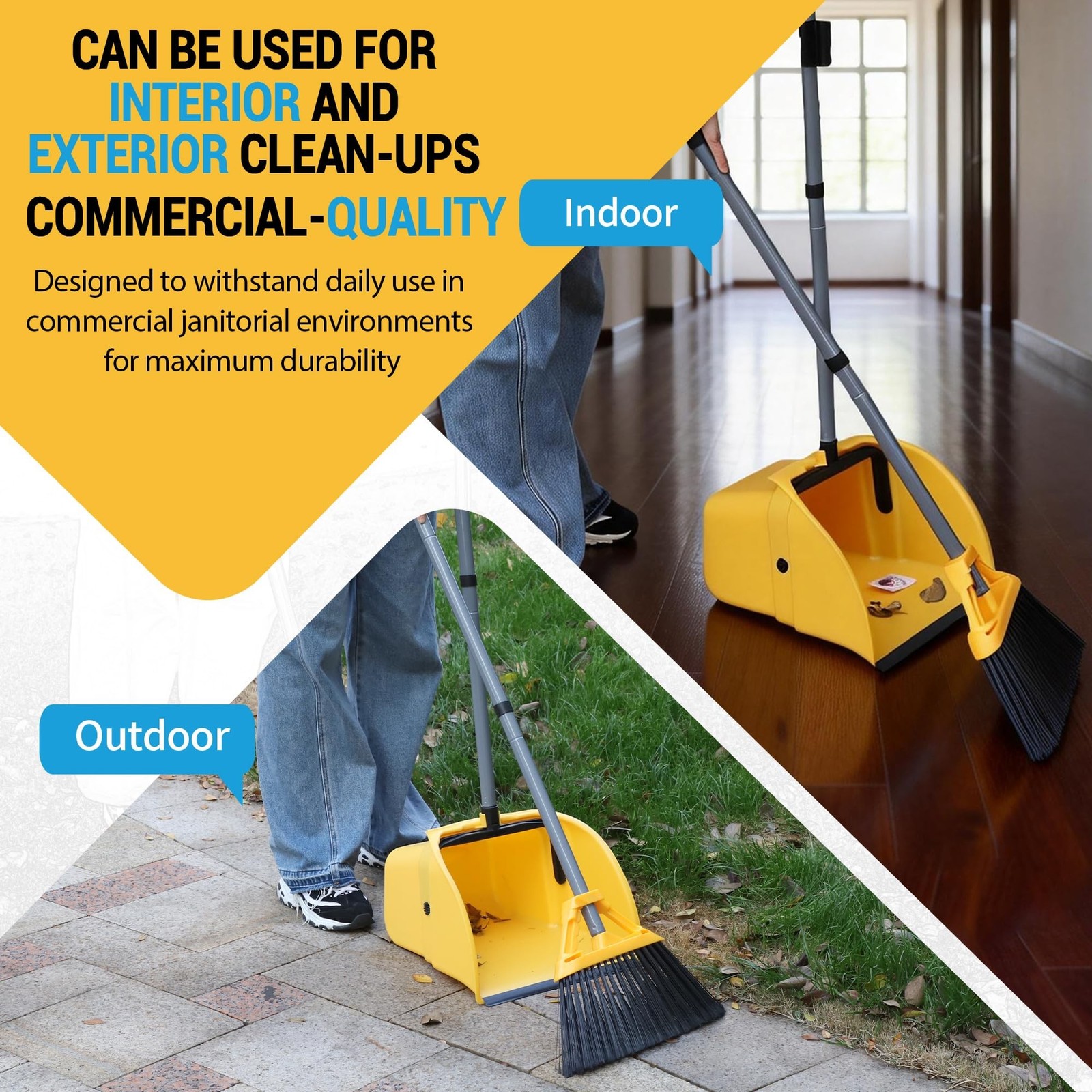 Commercial Broom and Dustpan Set, Jumbo Lobby Debris Dustpan (14inch*14inch),…