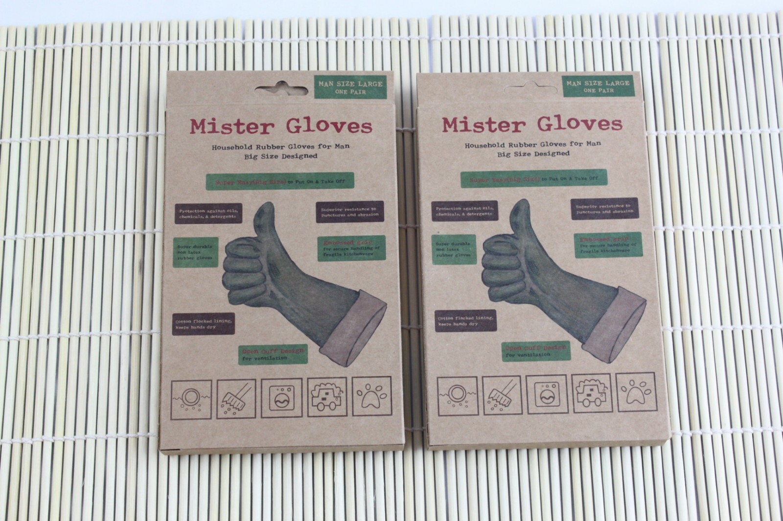 2pairs Mister Gloves NonLatex Big XXL Equivalent Rubber Gloves for Mr.Men Clean