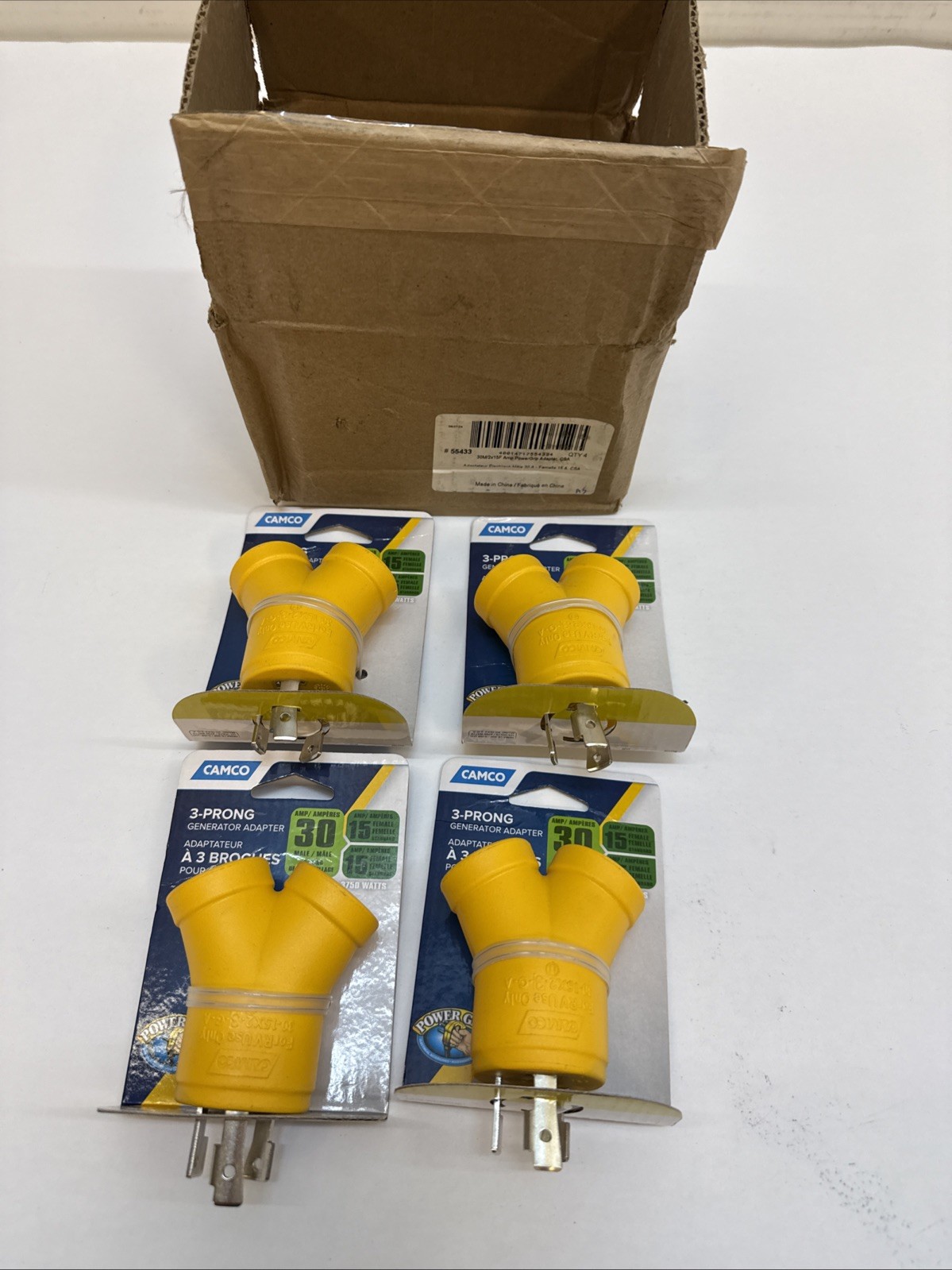 Camco 30 amps RV Generator Outlet Adapter 3 Prong Qty 4