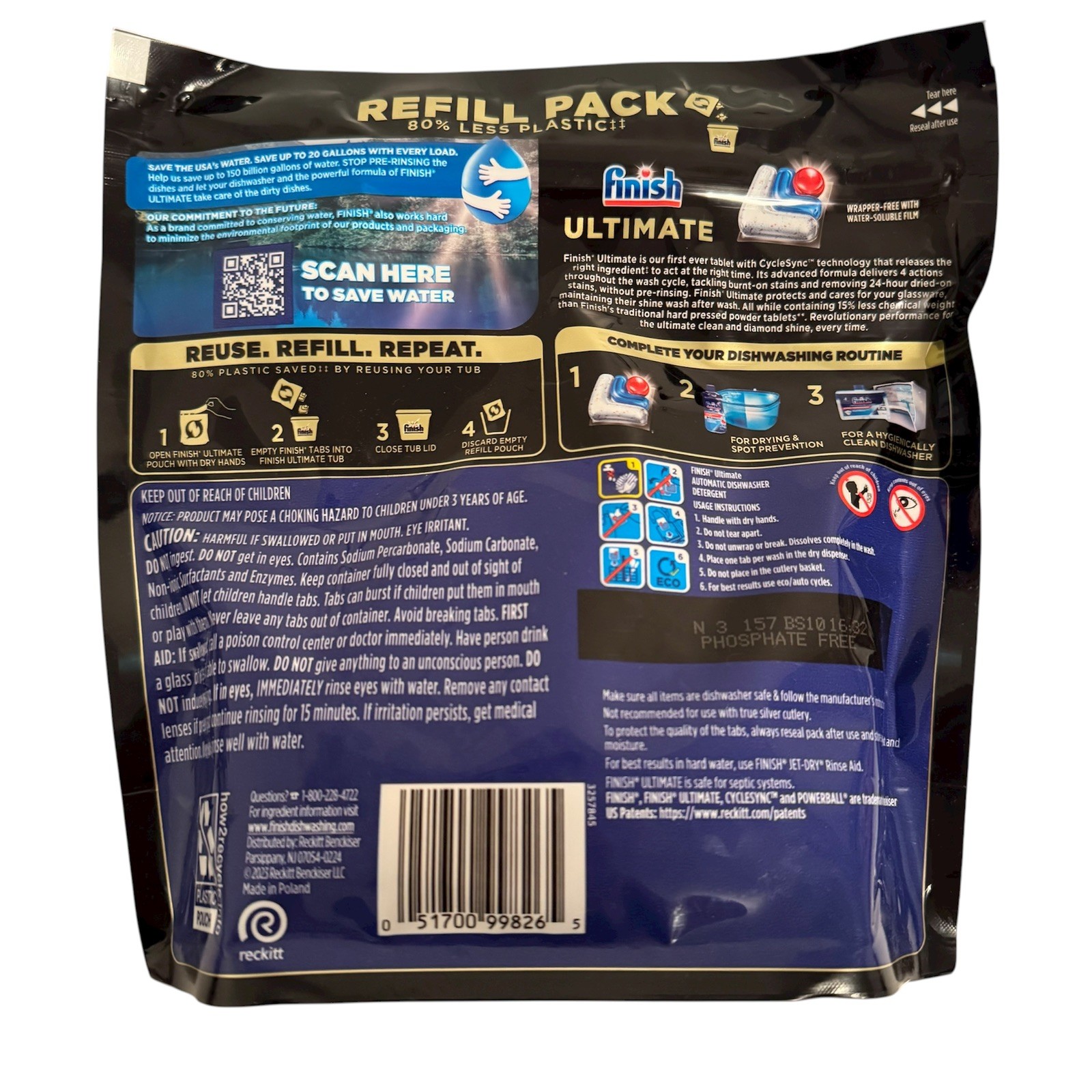 2x Finish Powerball Ultimate Dishwasher Detergent Tabs, No Pre-Rinse, 17ct Each
