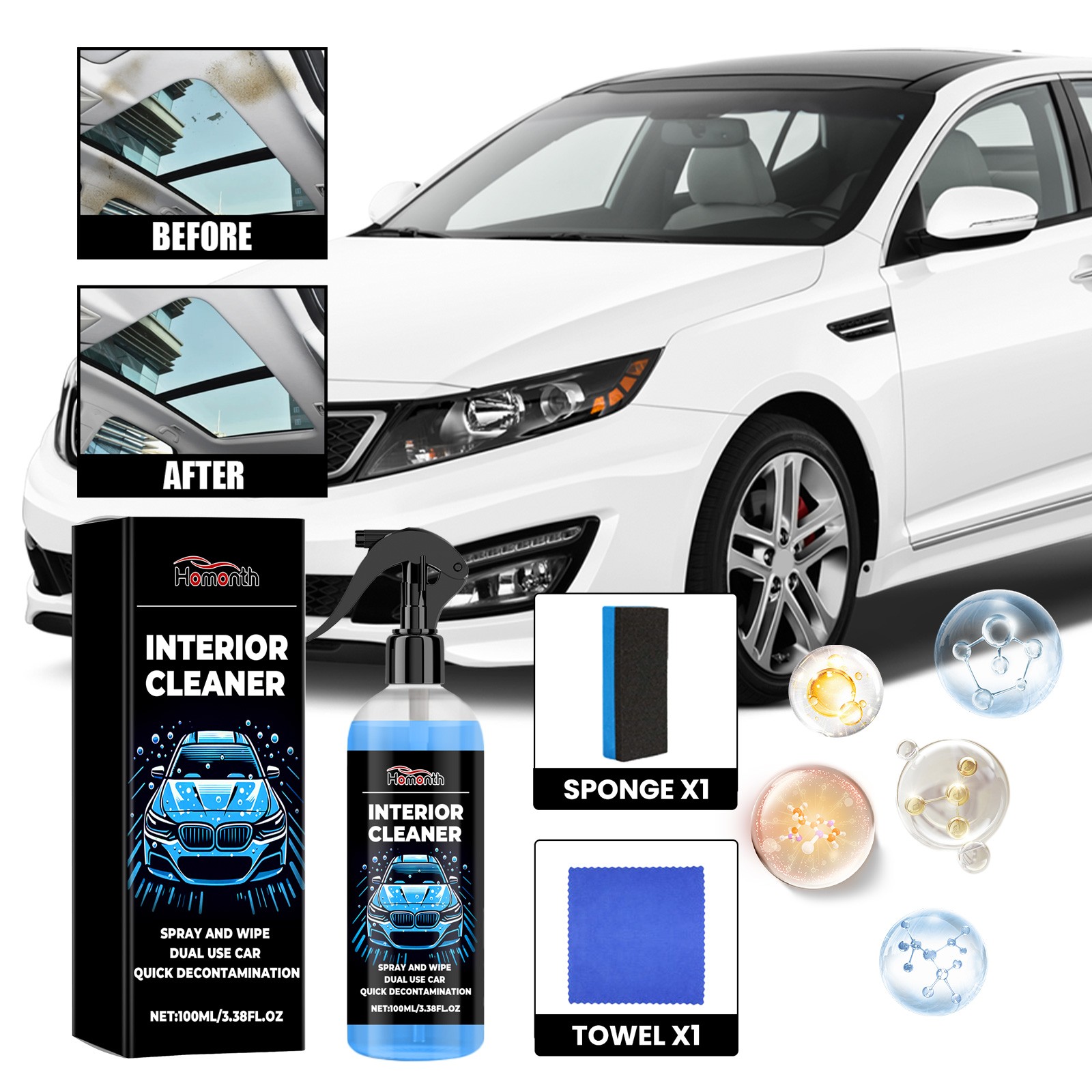 Car Headliner Cleaner Auto Upholstery Fabric Ceiling Stain Remover Spray