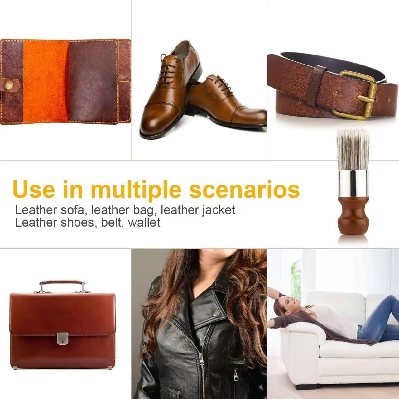 2Pcs Furniture Salve Brush, Soft Bristles & Ergonomic Handle Leather and Wood