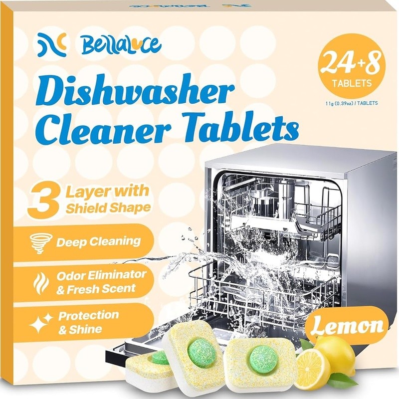 Dishwasher Cleaner Tablets Deep Clean Deodorizer 32 Count Fresh Lemon Scent New
