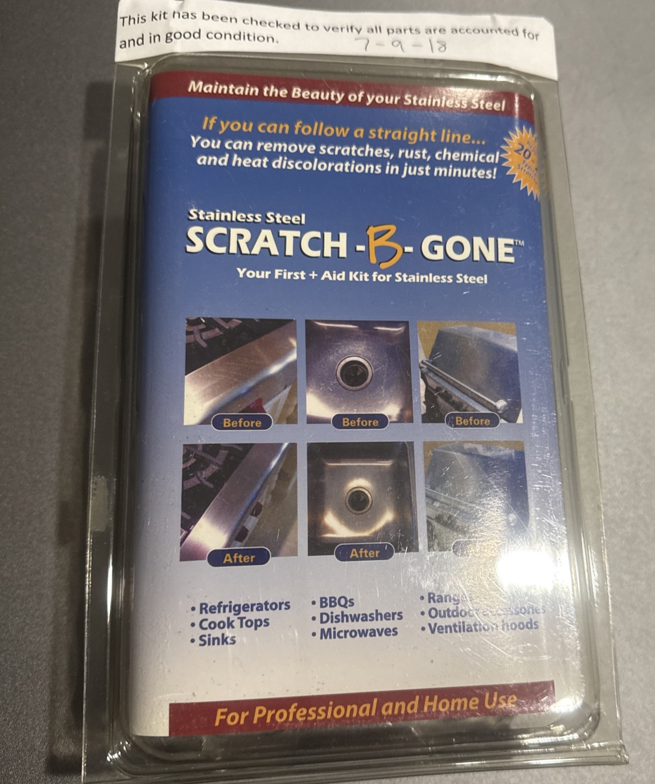 Scratch-B-Gone Stainless Steel Repair Kit Restore Solutions Professional / Home