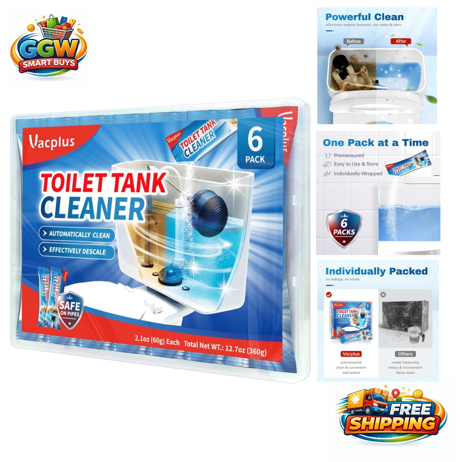 Automatic Toilet Tank Cleaner Tablets – 6 Pack, Easy and Safe Cleaning Solution
