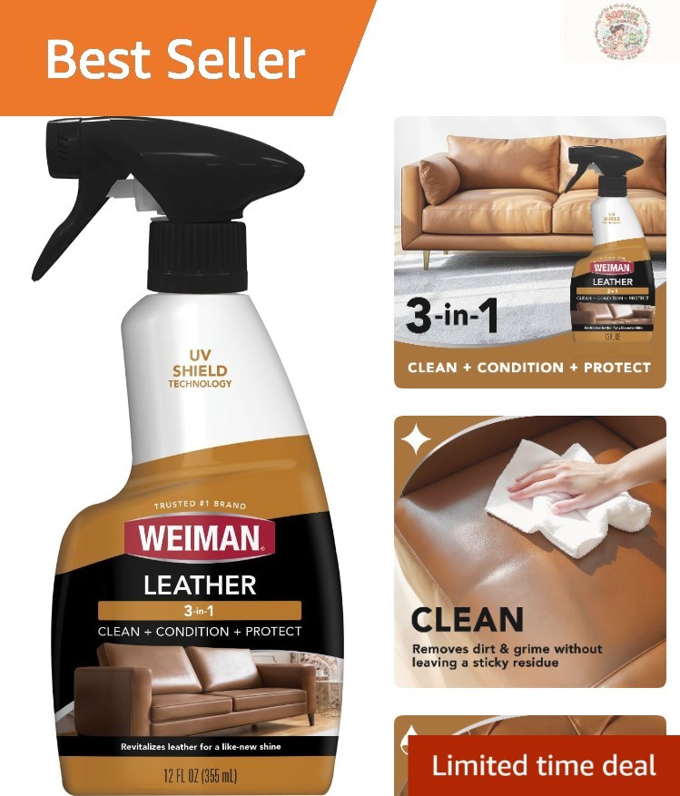 All-in-One Leather Cleaner & Conditioner – 12 Fl Oz – No Residue, UV Protection