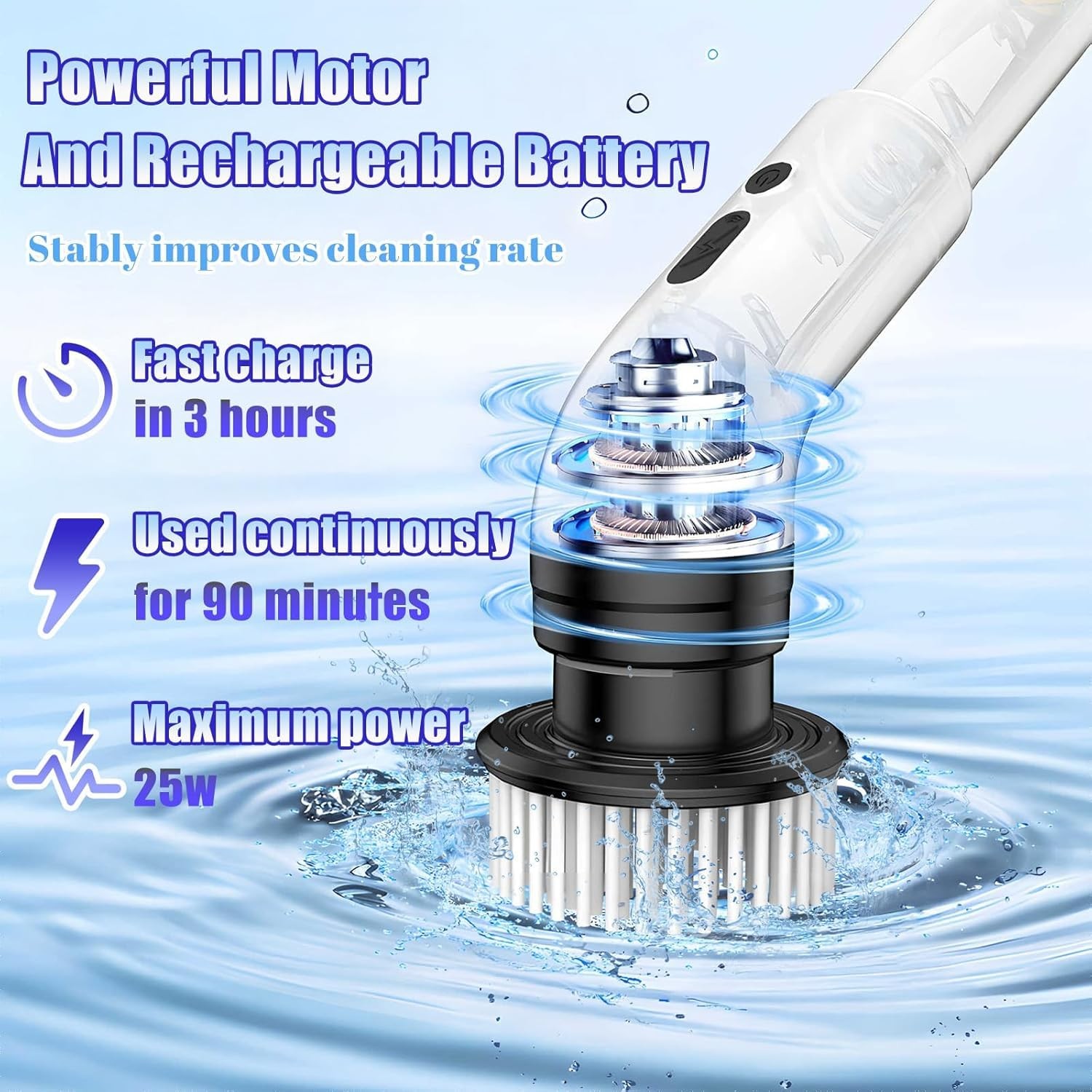 Electric Spin Scrubber, Cordless Bathroom Scrubber Brush with 9 Replaceable H…