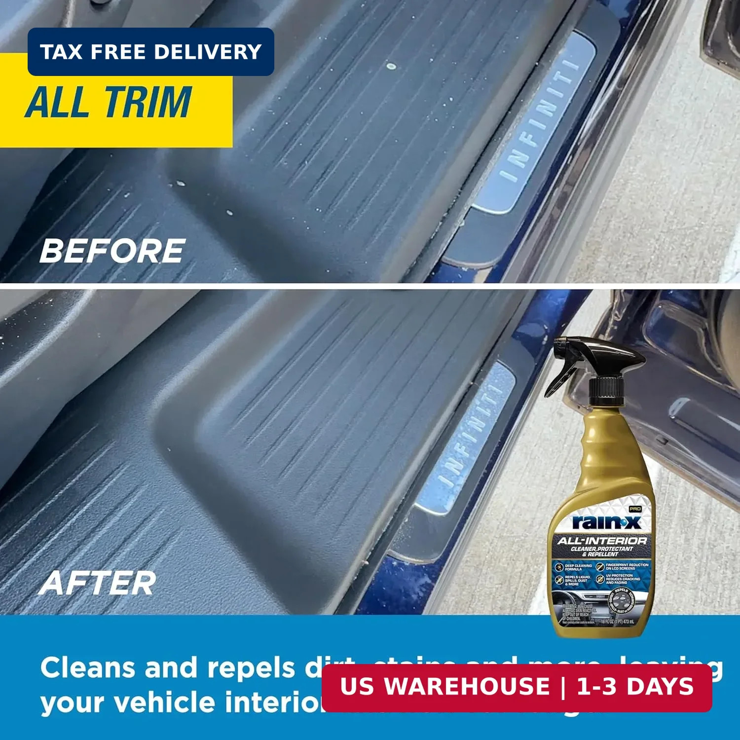 Rain-X 620232SRP All-Interior Cleaner Protectant & Repellent for Car Interiors,
