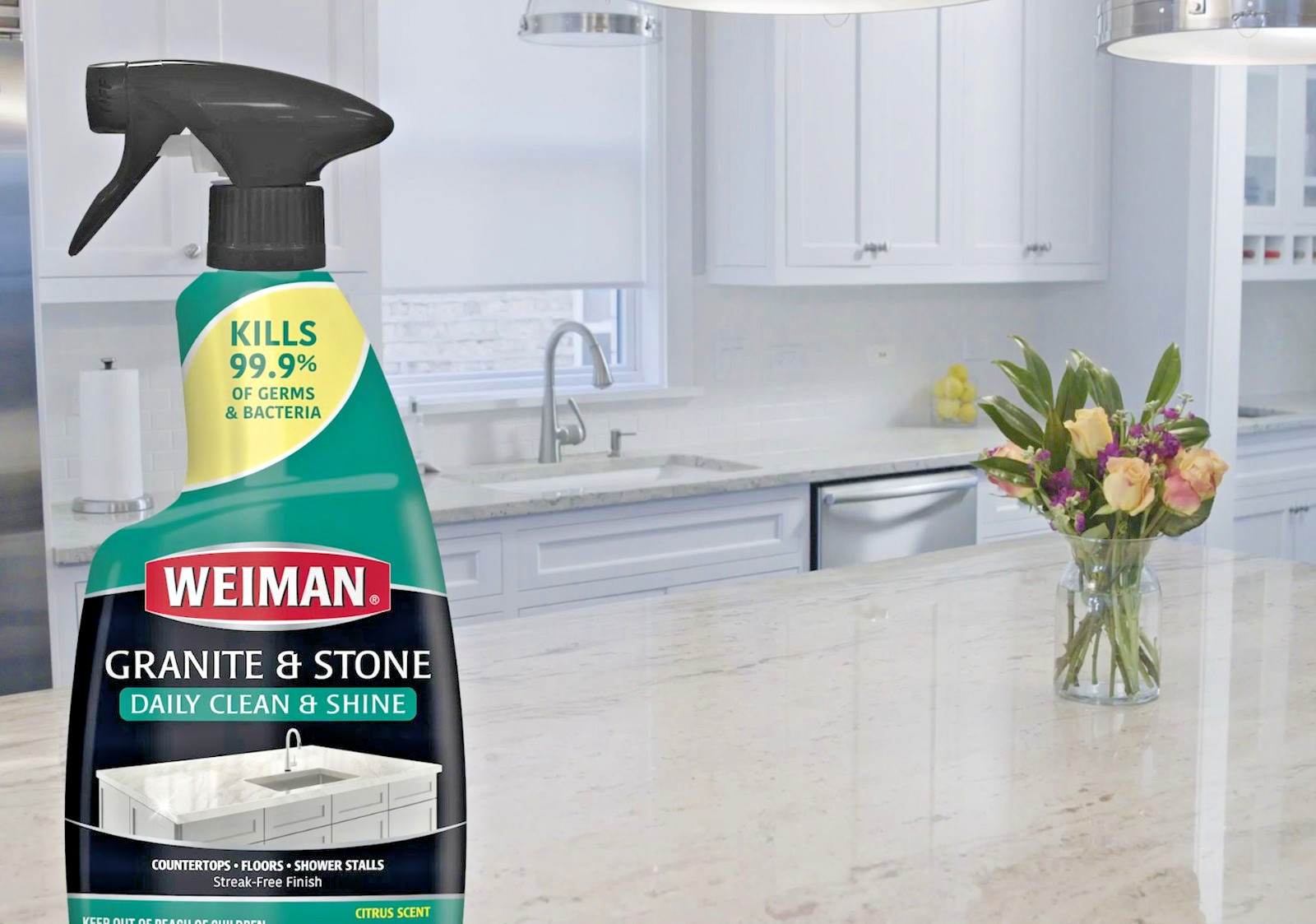 Granite Marble Stone Cleaner & Polish clean shine Trigger Spray 12 oz WEIMAN 078