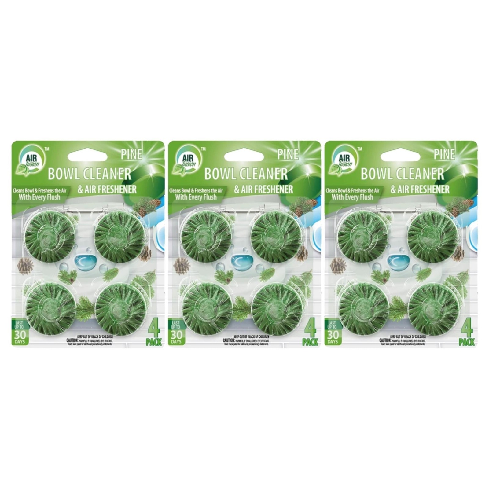 12 Count Pine (Green) Toilet Bowl Cleaner & Air Freshener – Lasts 30 Days