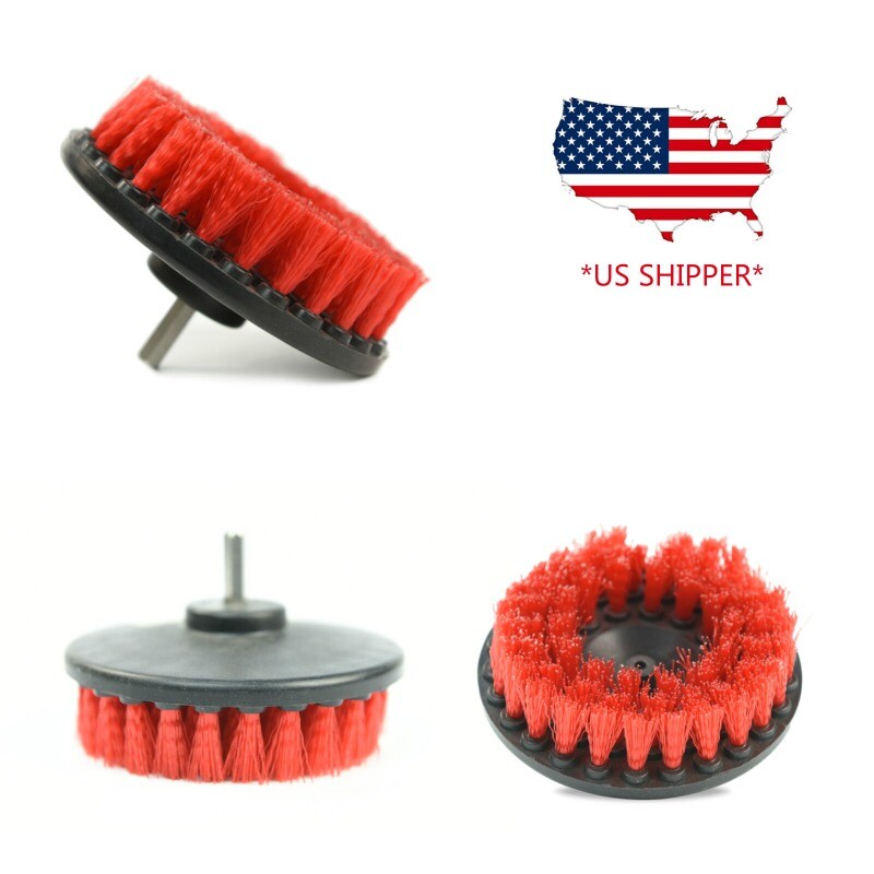 3 Pcs Carpet Mat 5″ Round Brush w/Power Drill Attachment (Soft, Medium, Heavy)
