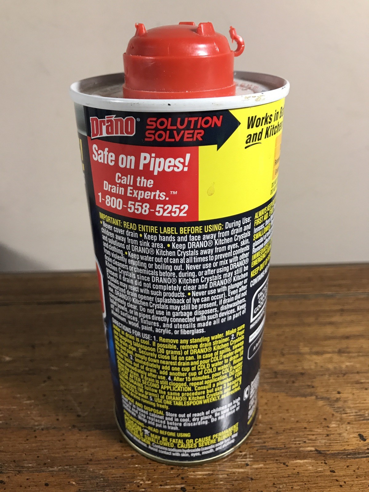 DRANO Professional Strength Crystals Clog Remover 2011 18oz 50% Full SC Johnson