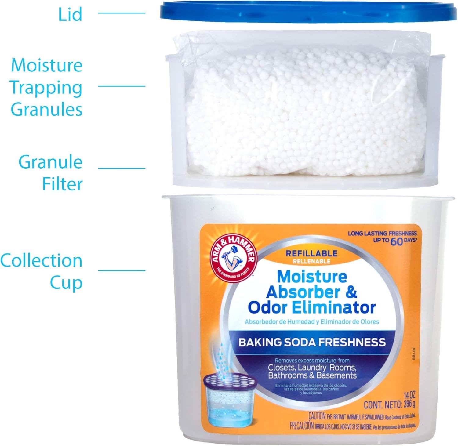 Fragrance Free Refillable Moisture Absorber and Odor Eliminator 14 oz. Tub