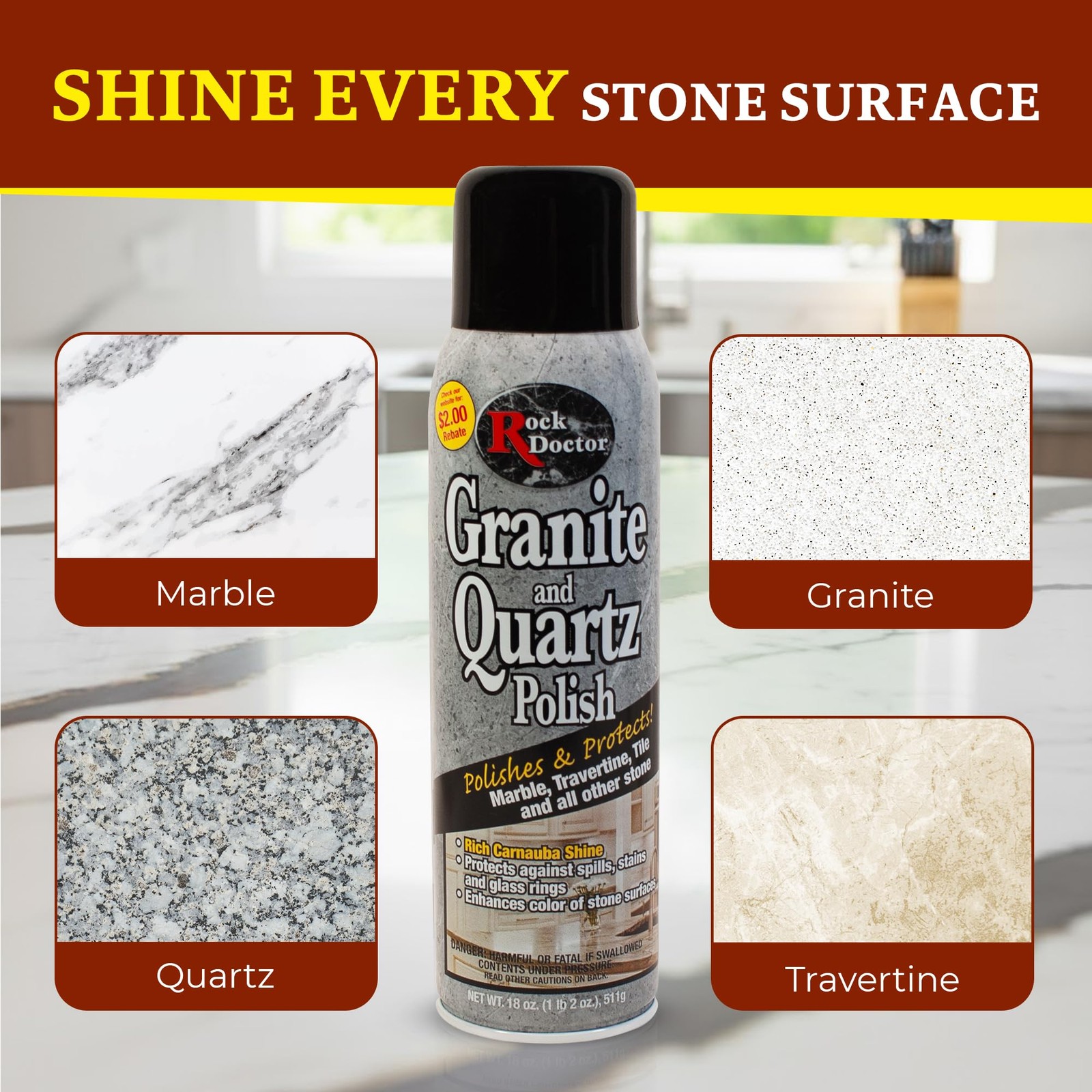 Granite Polish Spray and Surface,18oz.Can Polish Tile, Marble, Kitchen Counte…