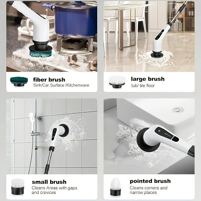 9 IN 1 Electric Spin Scrubber Cordless Power Cleaning Brush Rechargeable Cleaner