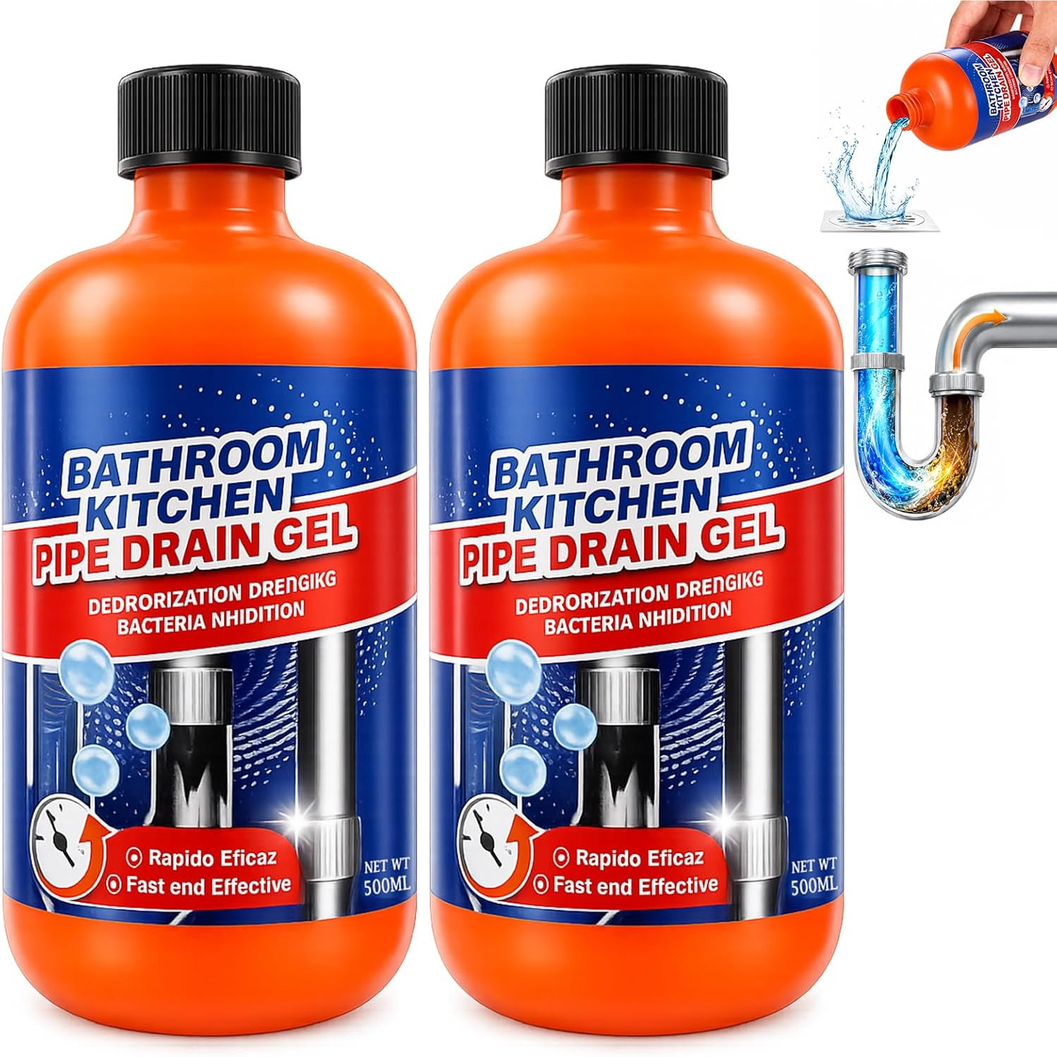 Drain Clog Remover 2 Pack, Drain Clog Dissolver, Opener-Cleaner, Toilet Clog Rem