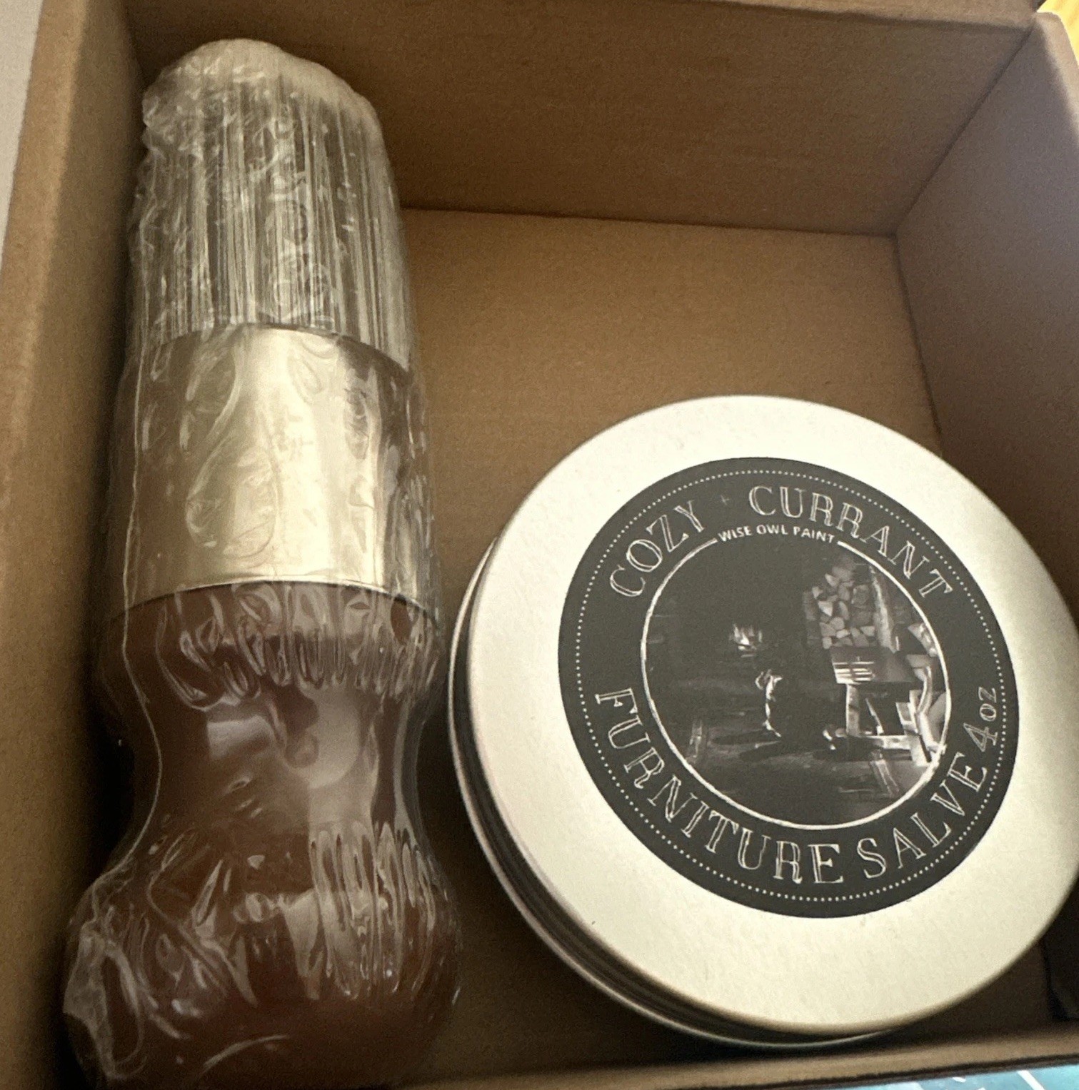 Wise Owl Paint Cozy Currant Furniture Salve Cleaning Brush Kit 4oz