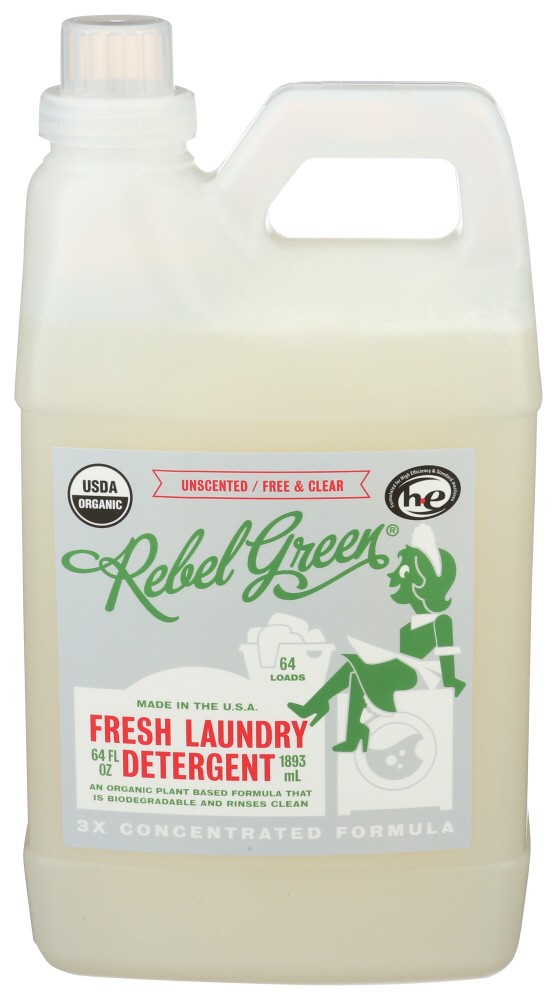 Rebel Green Laundry Detergent Unscented 68 oz Pack of 4