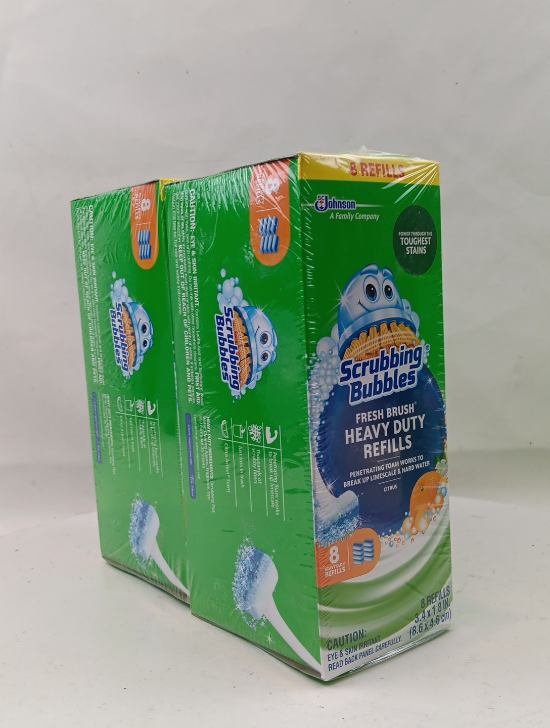 2 Pack Scrubbing Bubbles Fresh Brush Heavy Duty Refills Citrus, 16 Pads Total