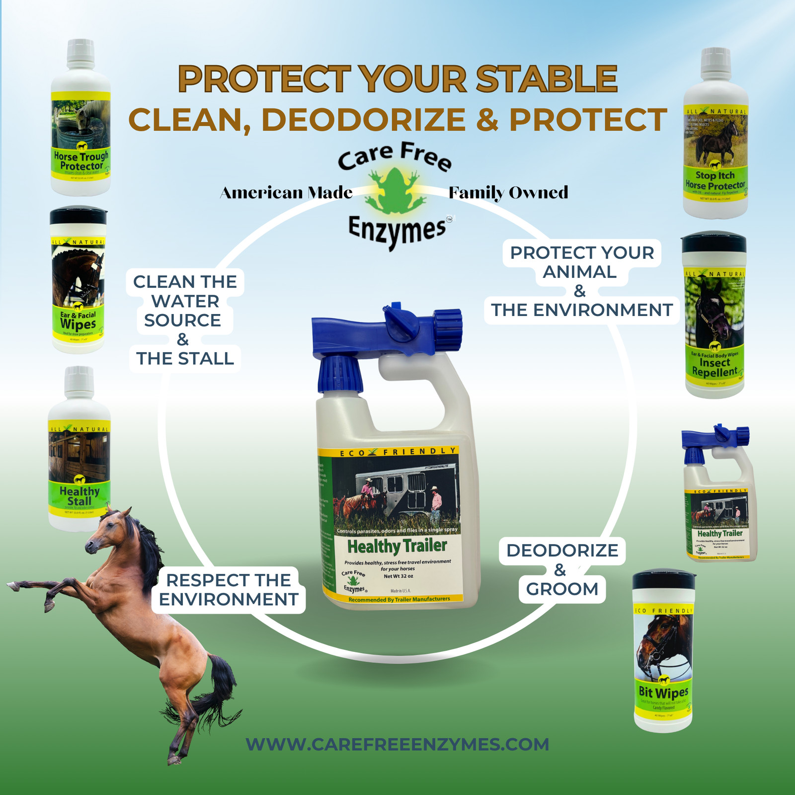 Horse & Livestock Trailer Cleaner & Deodorizer | Healthy Trailer | 32 oz & 33.9