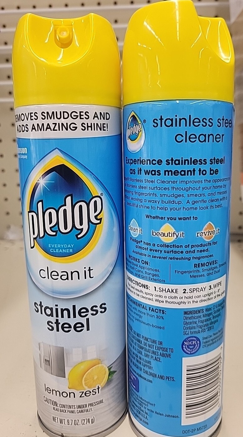 Pledge Clean It Stainless Steel Everyday Spray Cleaner Lemon Zest Shine 2 Pack