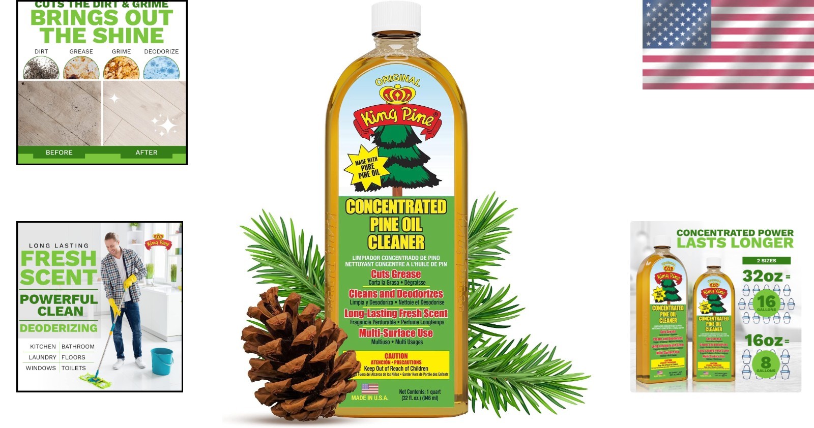 32 Fl Oz Industrial Strength Pine Oil Multi-Surface Cleaner with Fresh Scent