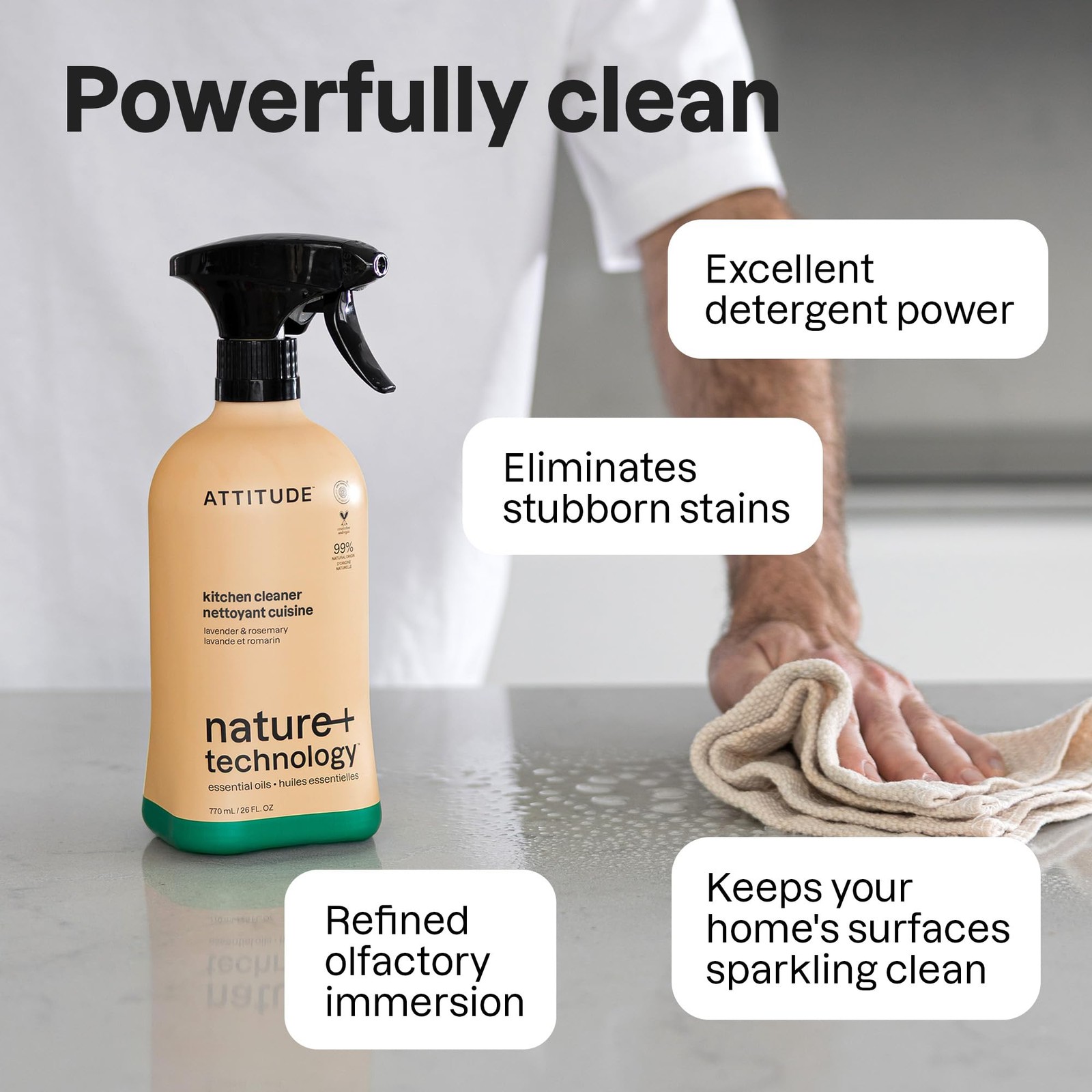 ATTITUDE Kitchen Cleaner Spray, EWG Verified, Degreaser 26 Fl Oz (Pack of 1)