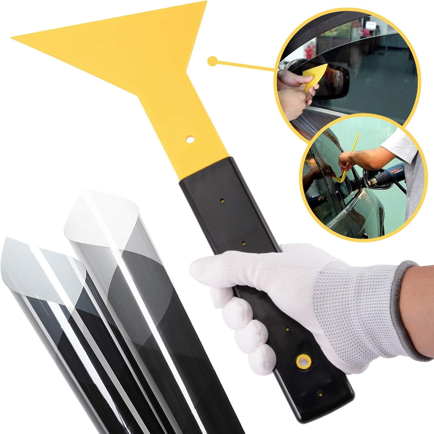 Window Tint Squeegee Long Handle Scraper Tool Triangle Slim Foot Tinting Squeege