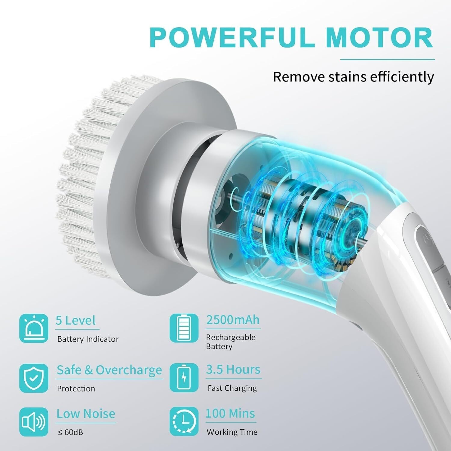 8 IN 1 Electric Spin Scrubber Cordless Power Cleaning Brush rechargeable cleaner