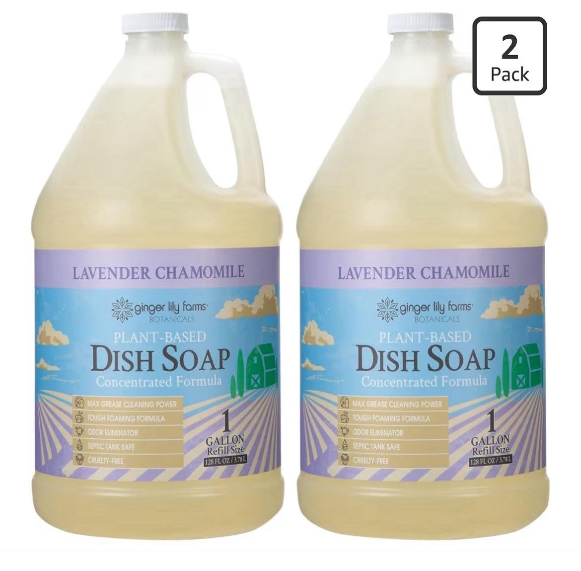 2 Gallons Bulk Plant-Based Liquid Dish Soap Refill – Lavender Chamomile