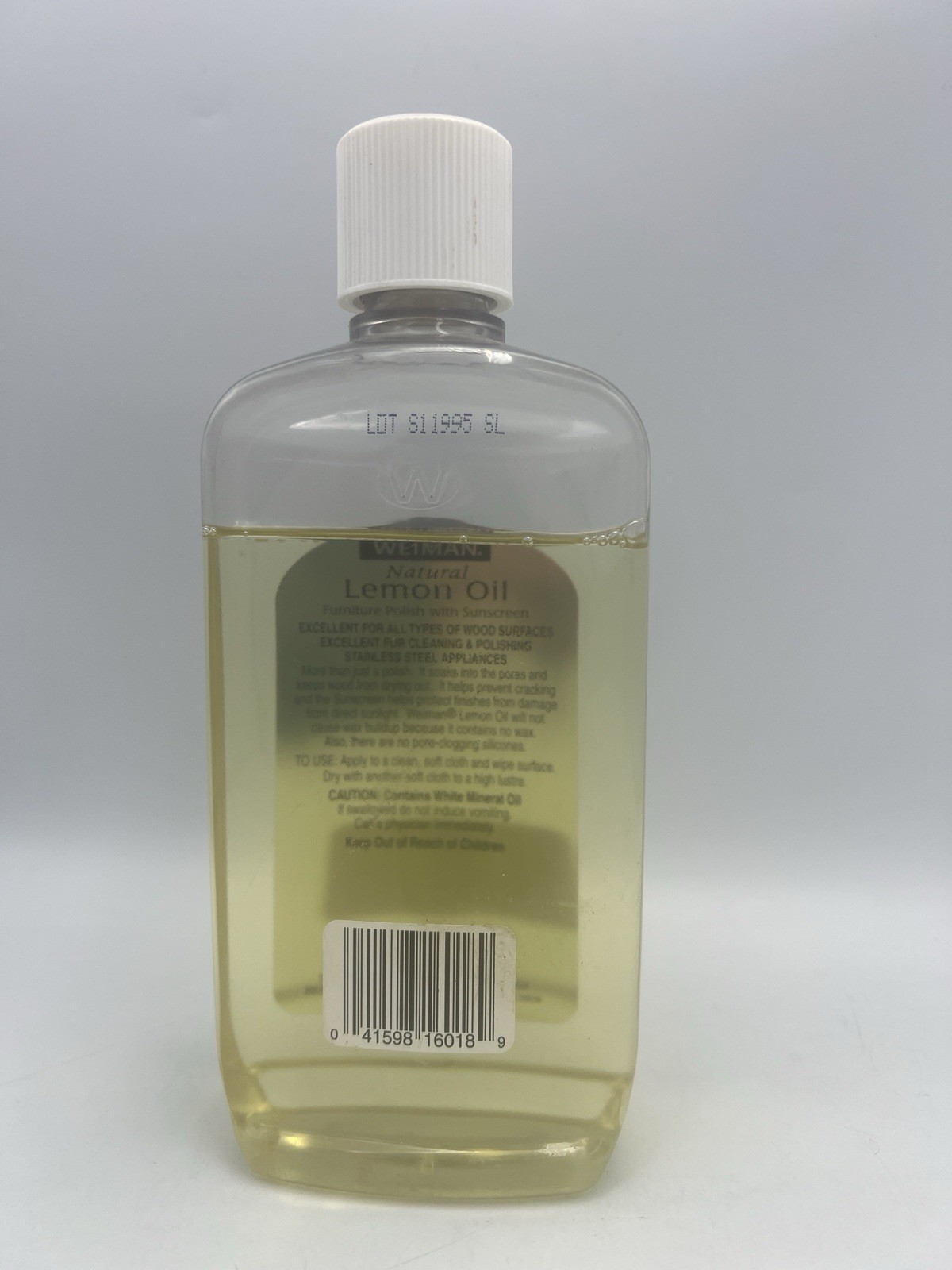 Weiman Lemon Oil Furniture Wood Polish with UVX-15 Sunscreen 16 Oz Open Bottle