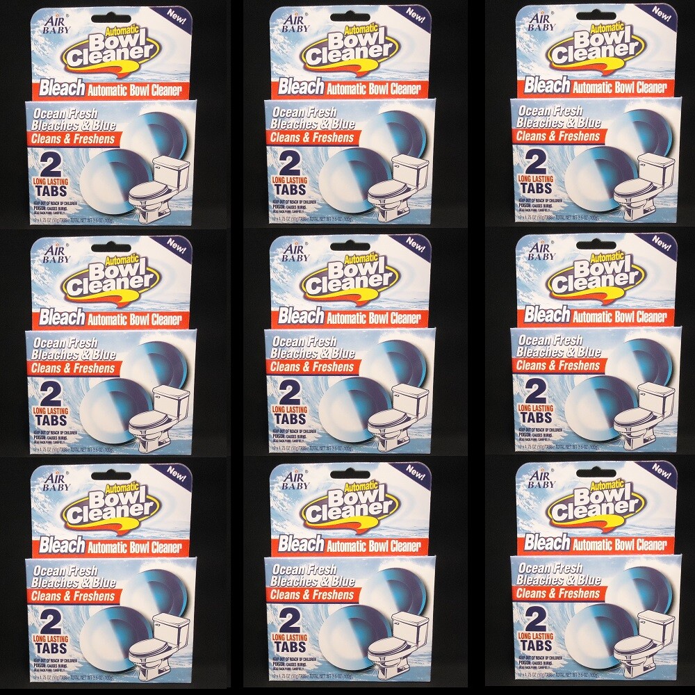 18 Tabs Air Baby Automatic Toilet Bowl Cleaner Bleach & BlueTab (Total 9 Packs)