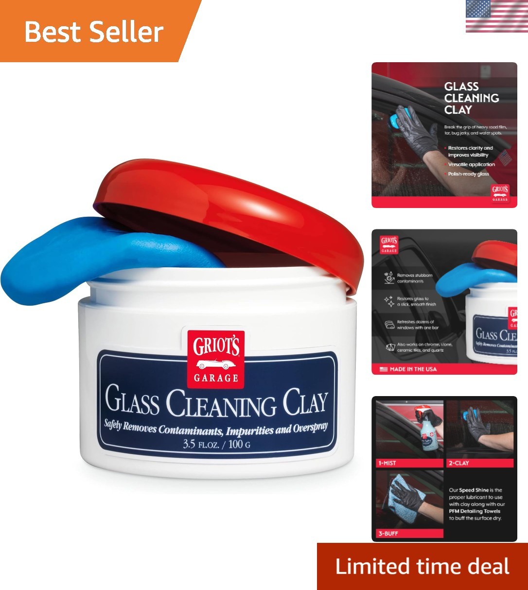 Versatile 3.5oz Glass Cleaner Clay – Reusable, Safe & Efficient for All Surfaces