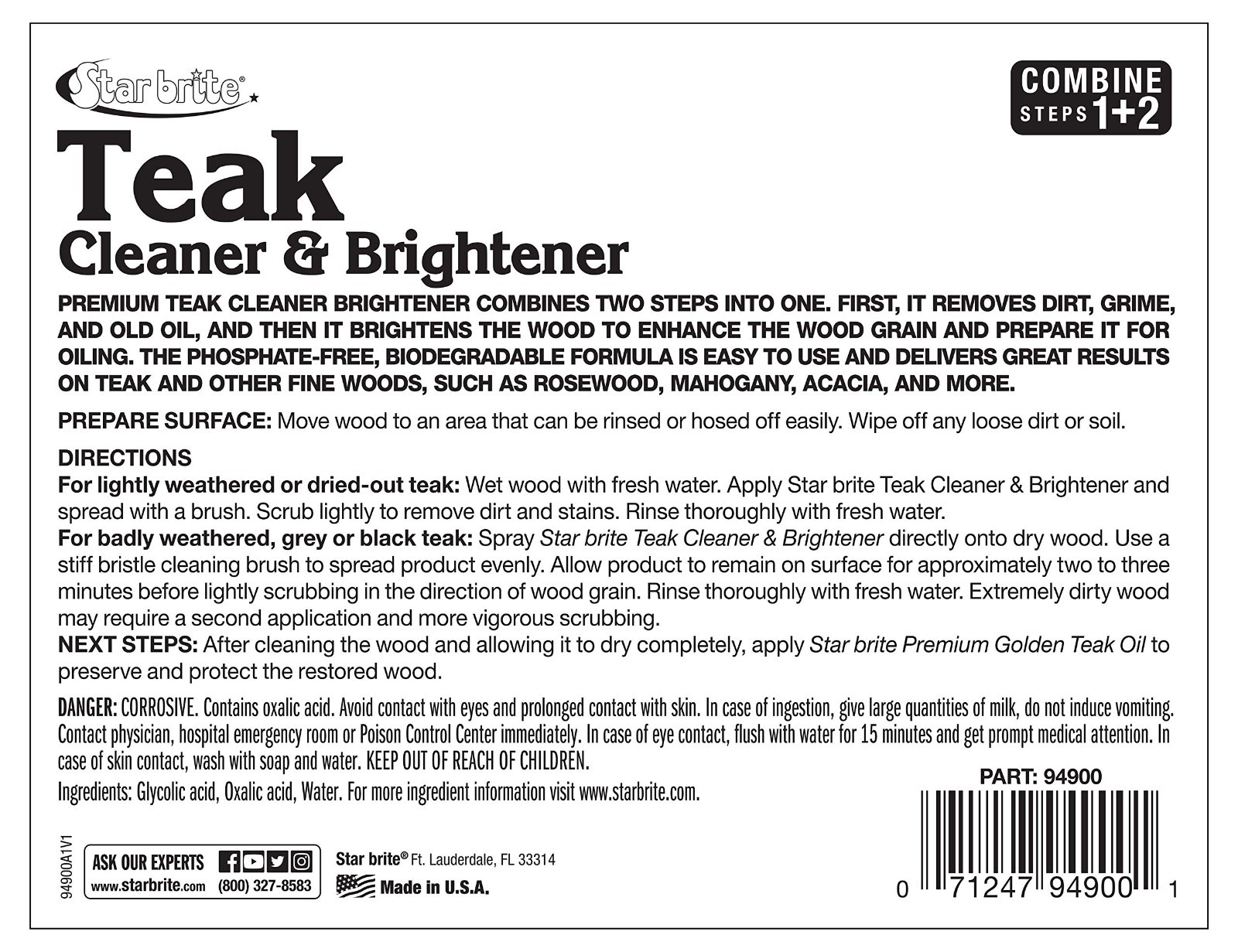 Teak Cleaner & Brightener for Weathered Wood – 128 OZ, Restore & Revitalize Fini