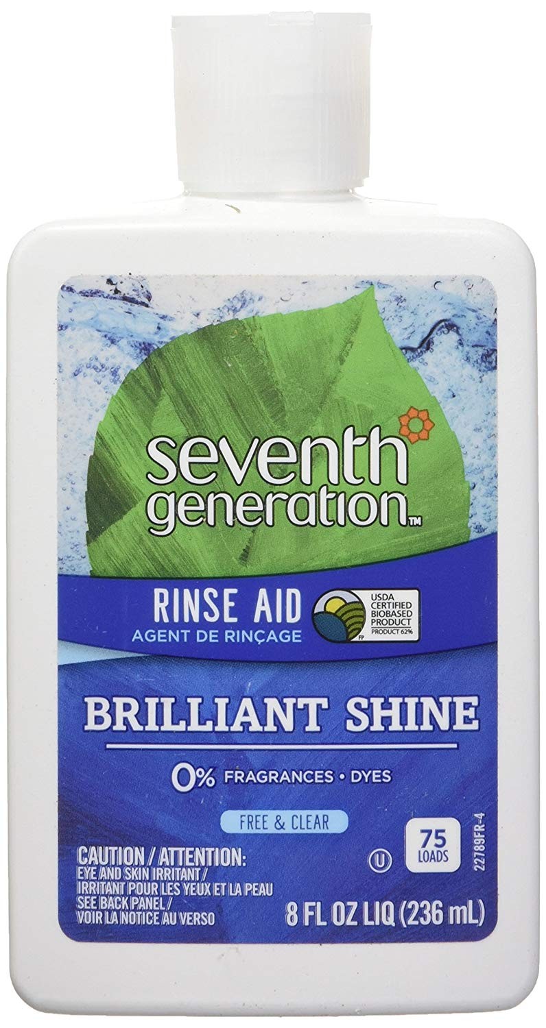 Seventh Generation Free and Clear Rinse Aid Dishwasher Liquid, 8 Ounce