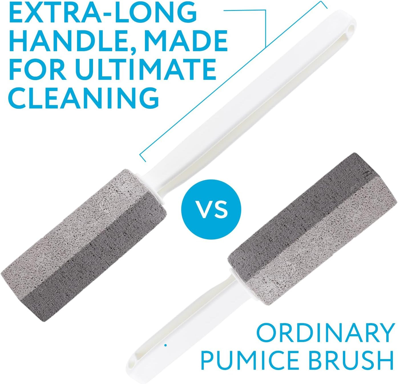 Pumice Stone Toilet Cleaner with Handle – 2 Count, White Hard Water Stain Rem…