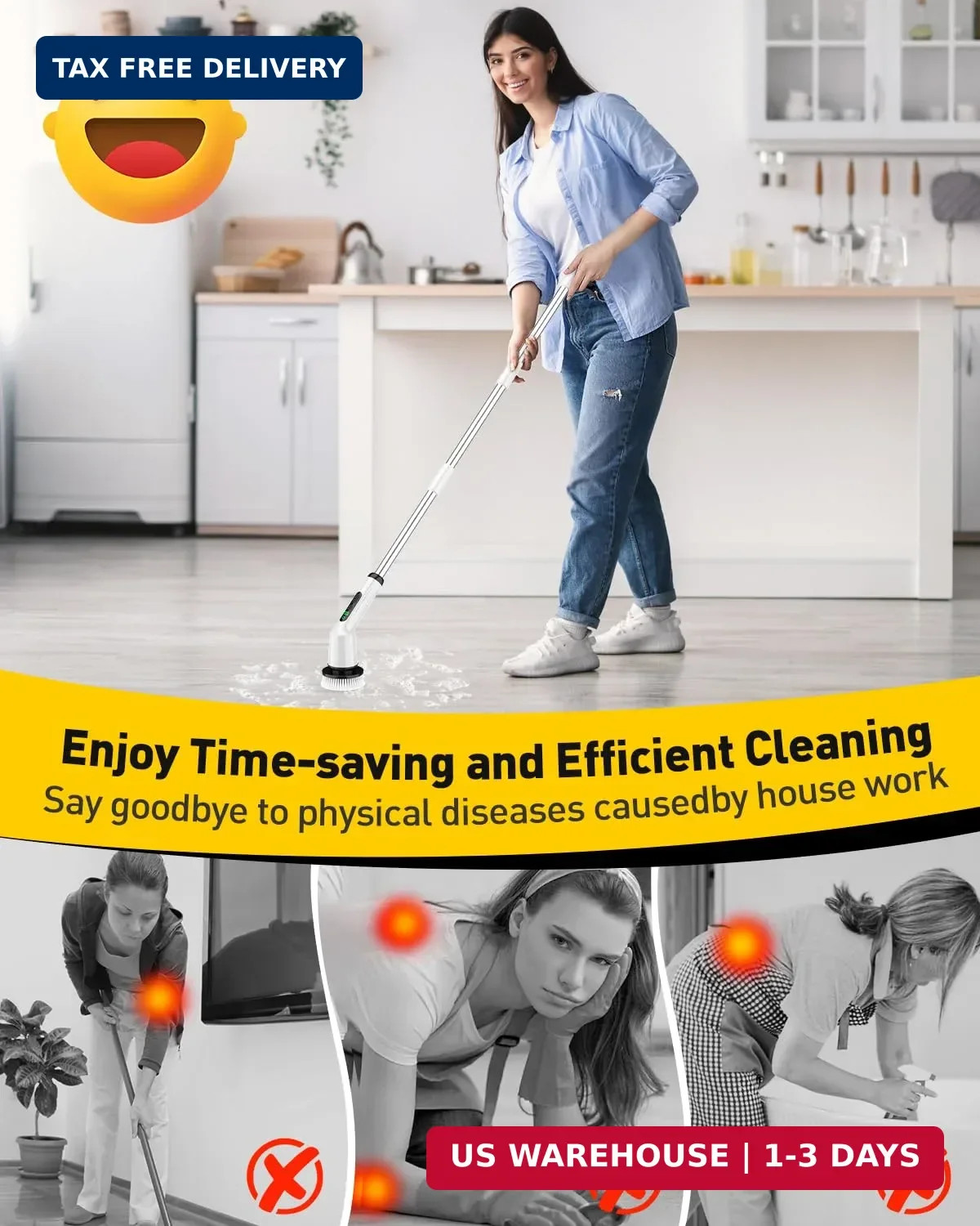 Electric Spin Scrubber for Cleaning Bathroom, Shower Scrubber Cordless Cleaning