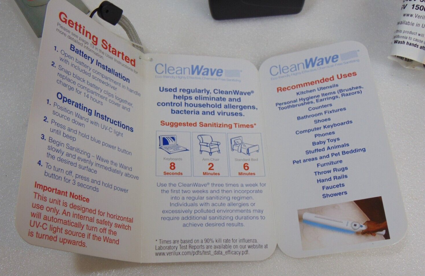 Verilux CleanWave Combo Pack Sanitizing Germs Wand & Travel Wand Handheld