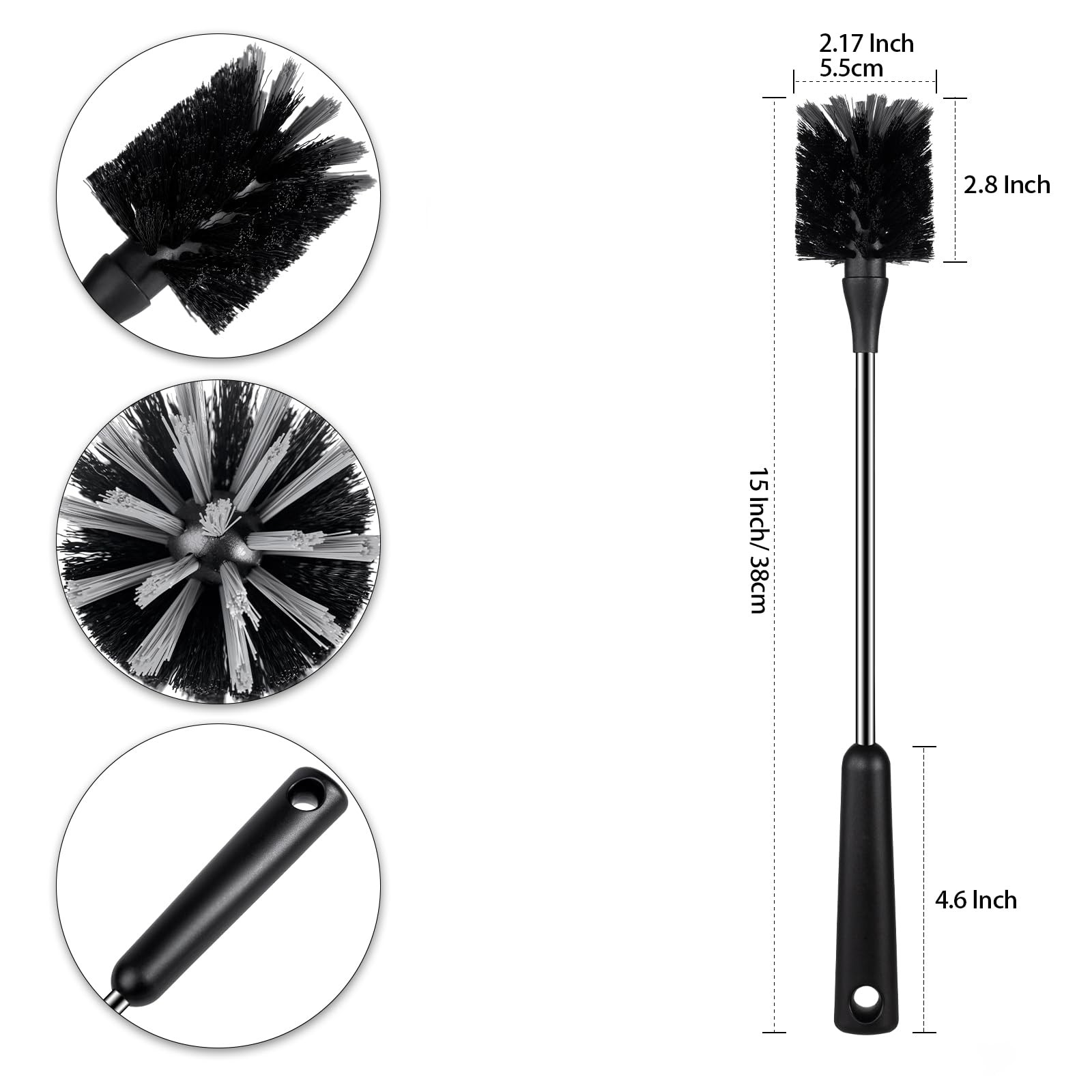 Water Bottle Brush, 15 Inches Long Stainless Steel Handle Bottle Brush Cleane…