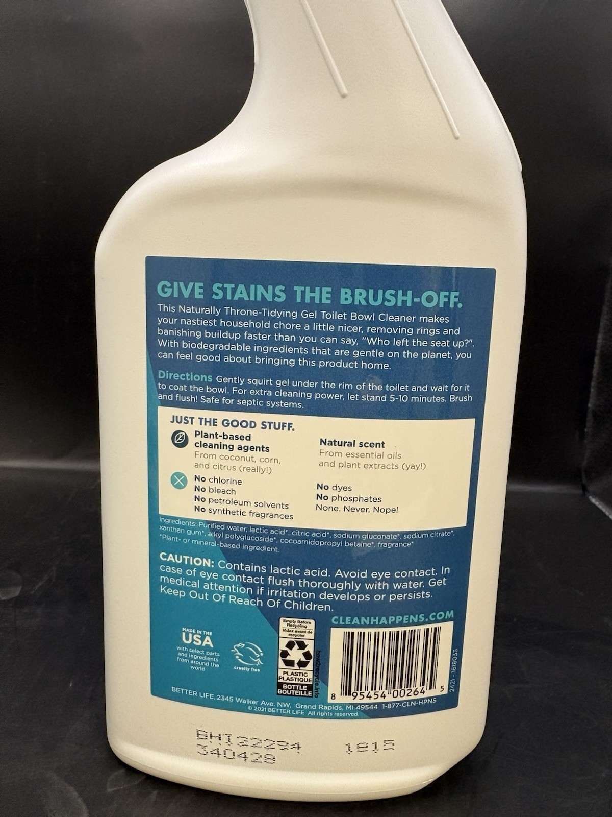 Better Life Toilet Bowl Cleaner, Plant-based, Stain & Odor Remover, Tea Tree &