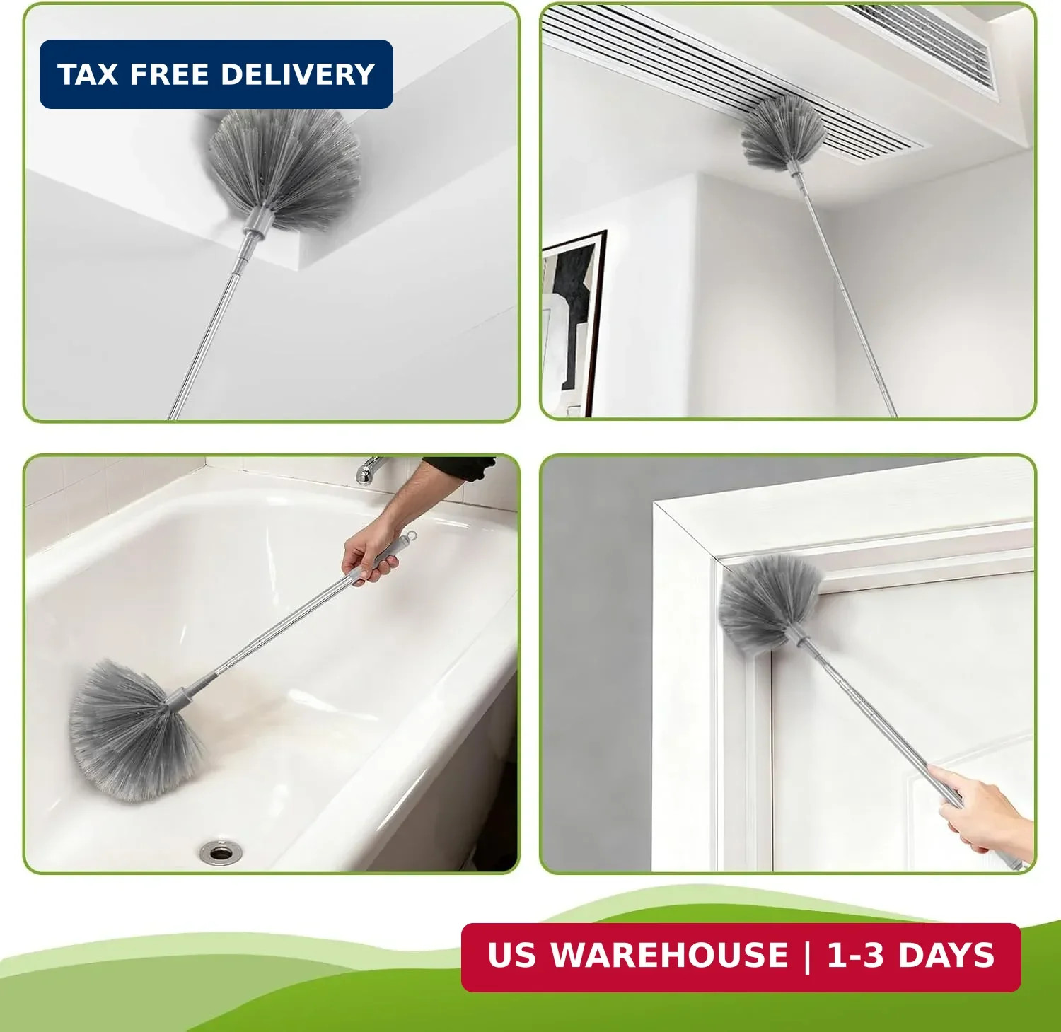 100-inch Duster with Extension Pole, 9-in-1 Cobweb Duster Kit Includes Spider We