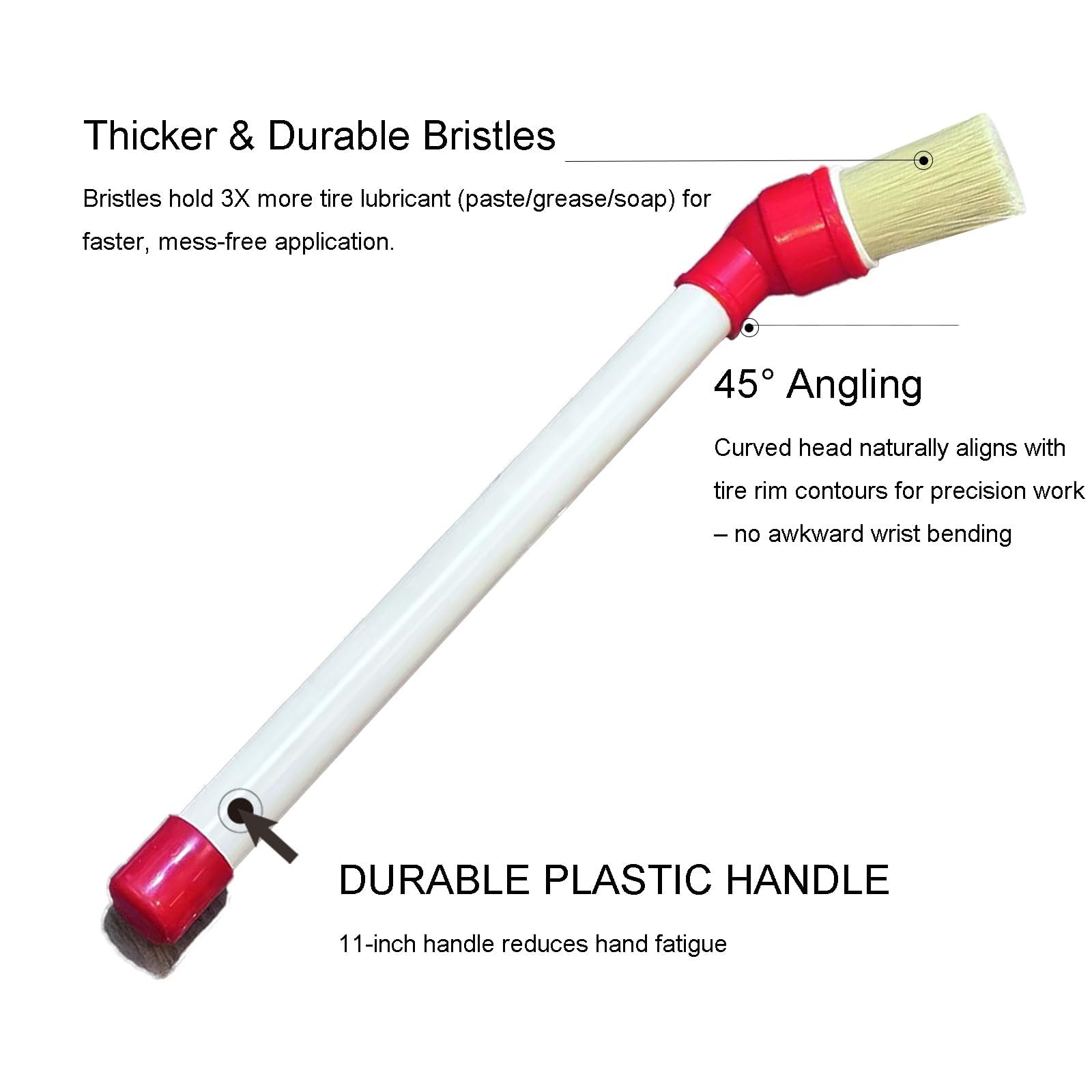 Tire Lube Brush Applicator Swab (4-Pack),11″ Plastic Handle and 45Â° Angled