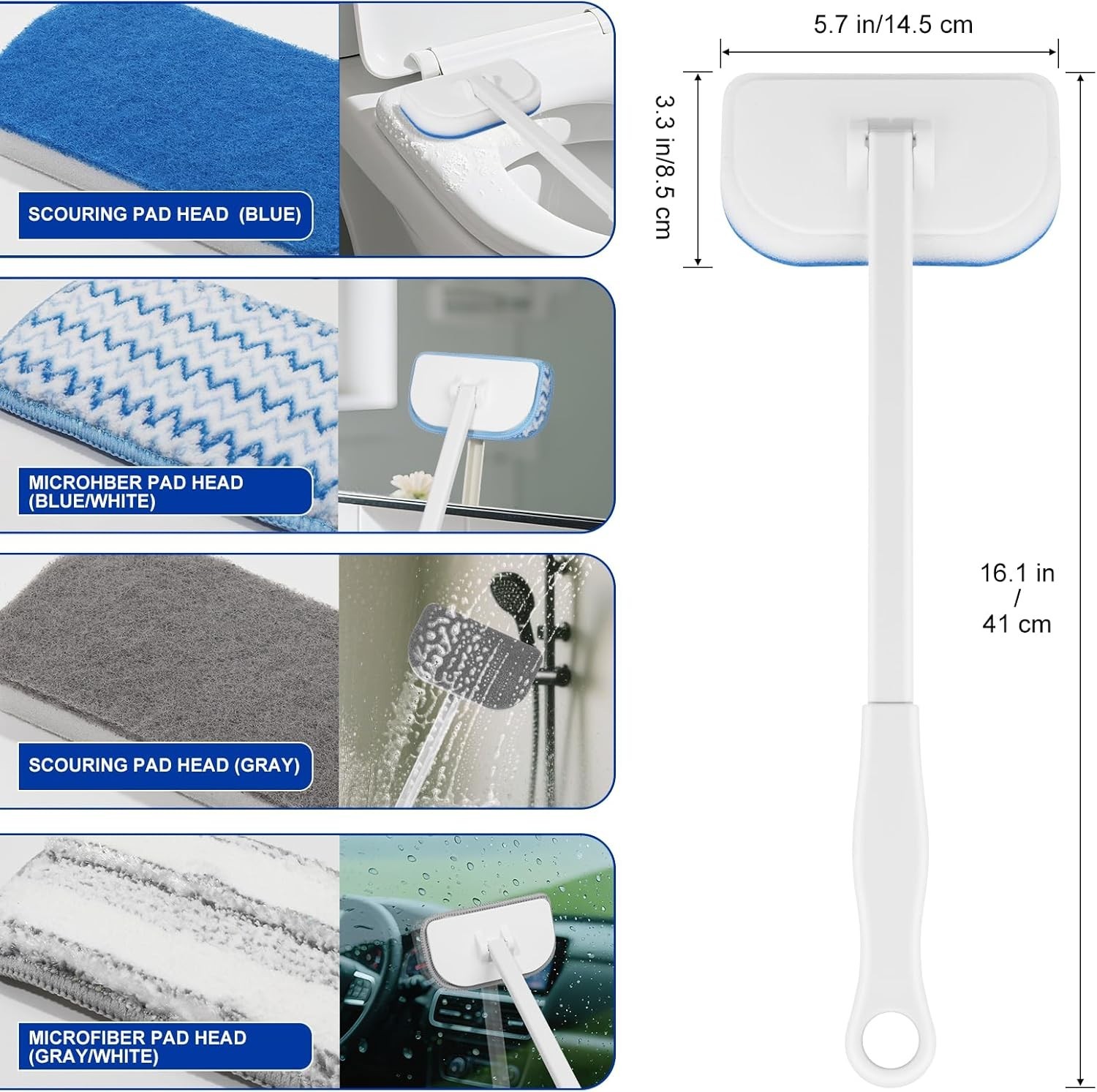 Multi-Functional Shower Brush Kit for Efficient Bathroom, Kitchen & Car Cleaning