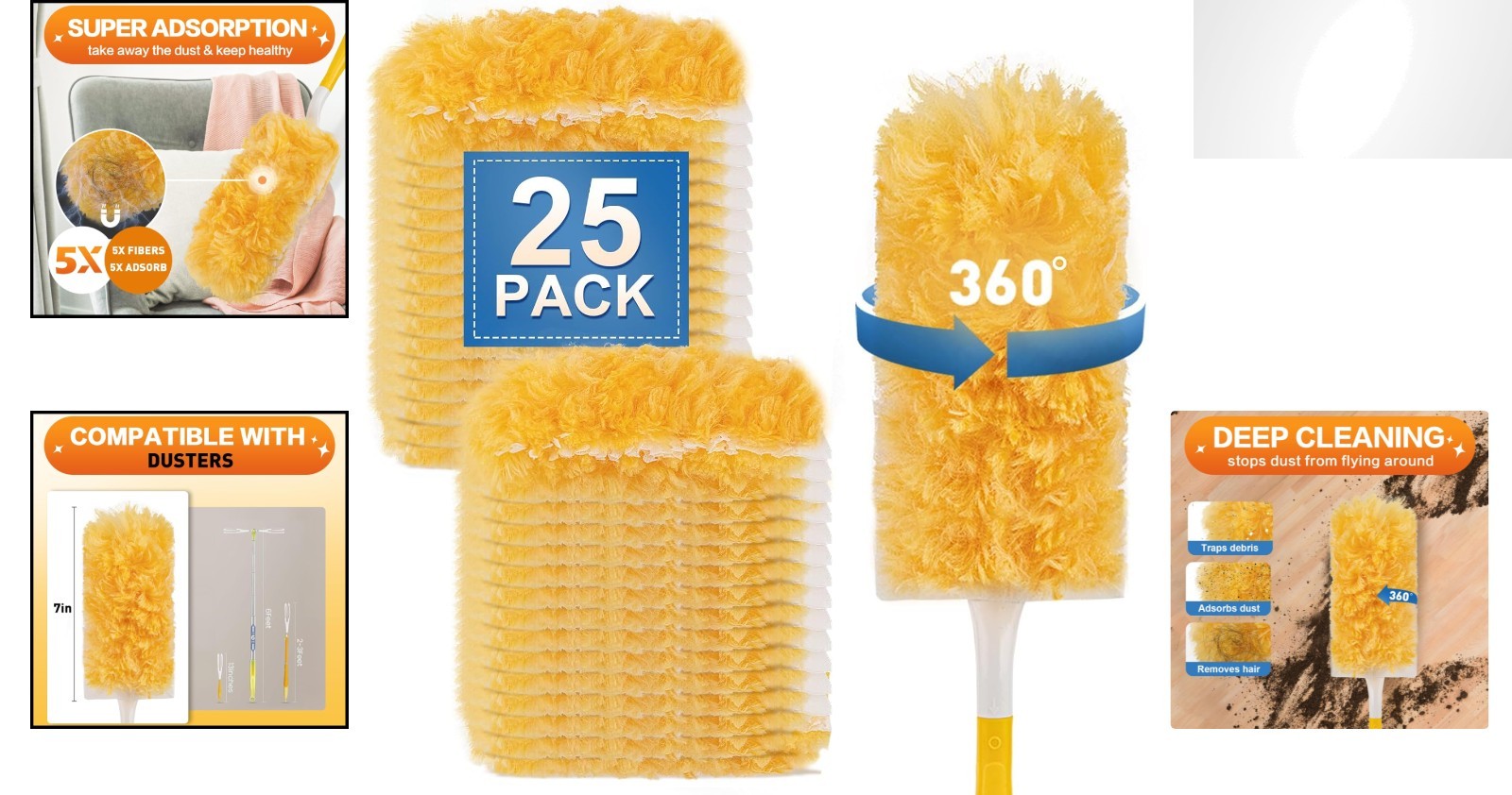 Universal 360-Degree Cleaning Dusters – 25 Disposable Refills for Home Use